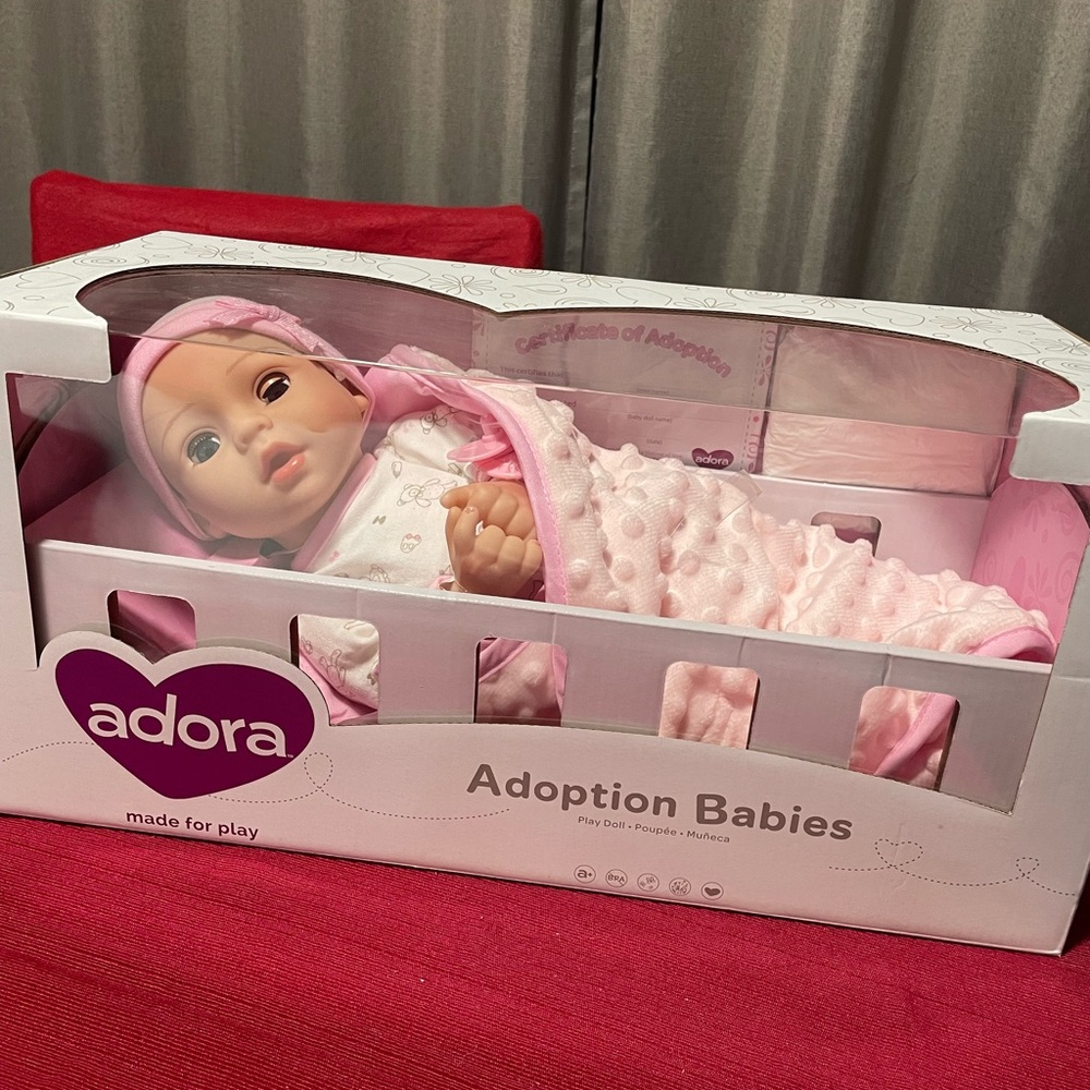 ADORA Cuddly Bean Bag Baby Doll with Pink Accessories